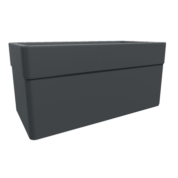 Carel rechthoekige Plantenbak 80 cm met Wielen – 63 L – Dubbelwandig – Mat Grijs