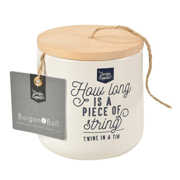 Burgon & Ball Blikje touw met houten deksel Crème wit