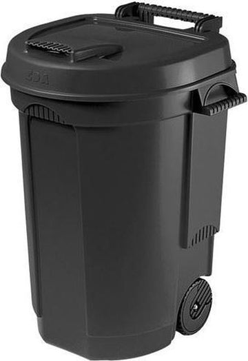 EDA Afvalcontainer/kliko - zwart - 110 liter - 60 x 55 x 80 cm - huis/tuin afval scheiden