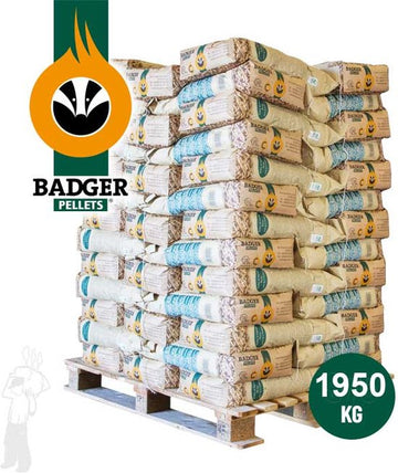 Badger houtpellets ENplus A1 - 2 pallets 1.950 kg - 130 zakken a 15 kg - 100% naaldhout