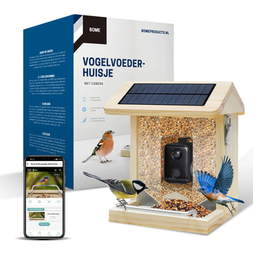 Vogelvoederhuisje met Camera en Audio - AI Vogelherkenning - Hout - Dubbel zonnepaneel - Hangend