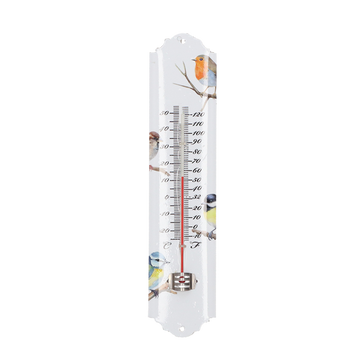 Esschert Design thermometer - voor binnen en buiten - tuinvogel print - 30 x 7 cm - Celsius/fahrenheit