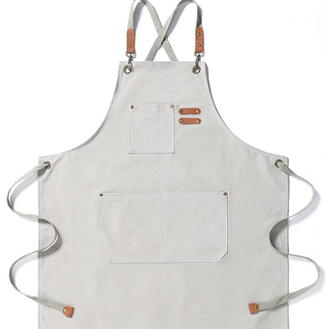 Dutchlander stoer katoenen schort met handige vakken - wit - one size