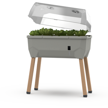 Gusta Garden - Sammy Salad - Slimme kruidenpot met 15 L watertank en Deksel - Kweekbak - Plantenbak - Lichtgrijs