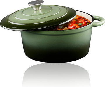 Alpina Braadpan Gietijzer met Deksel  ⌀ 24 cm - Alle Warmtebronnen - Groen
