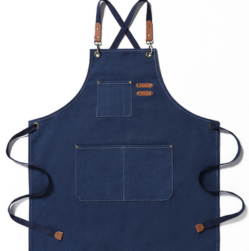 Dutchlander stoer katoenen schort met handige vakken - blauw - one size