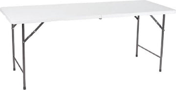 Inklapbare Tafel 180x74x74 cm - Klaptafel Opvouwbaar met Draaghandvat en Veiligheidsslot - Vouwtafel Kunststof Rechthoekig - Campingtafel Inklapbaar - Wit