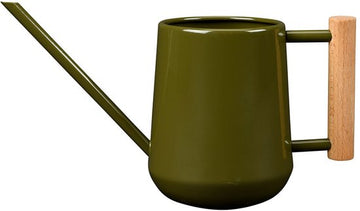 Burgon & Ball binnengieter 0,7 liter van metaal in olijfgroen met beukenhouten handvat