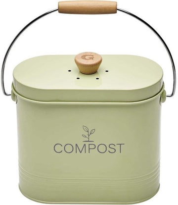 Guillouard compostemmer 3 liter pastelgroen met metalen deksel en koolstoffilter