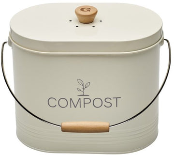 Guillouard keuken compostemmer 7 liter ovaal beige met deksel koolstoffilter en metalen handvat