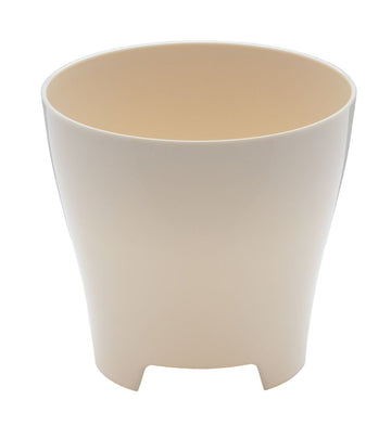 Plastia Luna buitenpot 22 cm beige - lichte weerbestendige kunststof bloempot voor tuin balkon en terras
