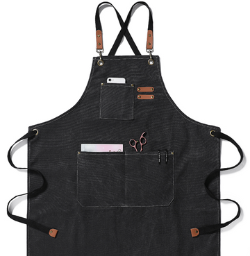 Dutchlander stoer katoenen schort met handige vakken - zwart - one size