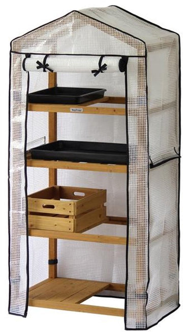 Vegtrug kweekkas met houten frame - 4 rekken 71 x 49 x157 cm