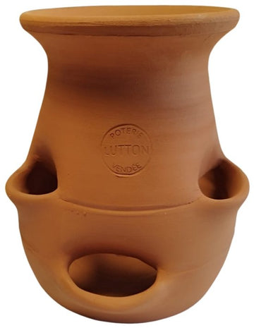 Franse handgemaakte terracotta aardbeien kweekpot – aardewerken plantpot – 38 x 38 x 43 cm – rustieke uitstraling