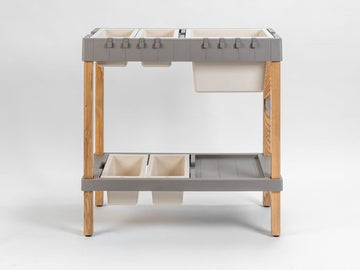 Plastia Grow Bench multifunctionele kweektafel met opbergruimte en buitenwerkblad taupe - voor balkon, terras en tuin