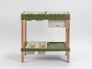Plastia Grow Bench kweektafel met opbergruimte en buiten werktafel voor balkon en tuin, olijfgroen