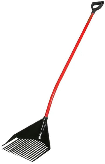 Golden Gark bladhark en schepvork met 18 tanden, 35 cm, gebogen aluminium steel 150 cm en D greep