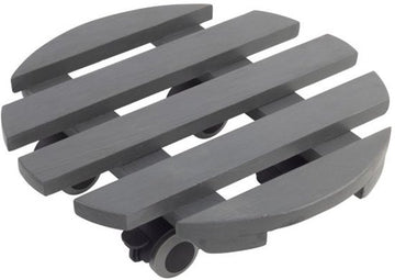 Metafranc plantenroller rond 30 cm grijs met 4 zwenkwielen en rem - draagkracht 60 kg - voor binnen