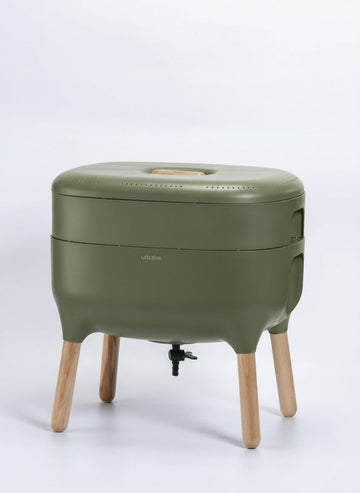 Urba Live wormenbak wormen composter composteerbak Olive - keukenafval omzetten in wormencompost