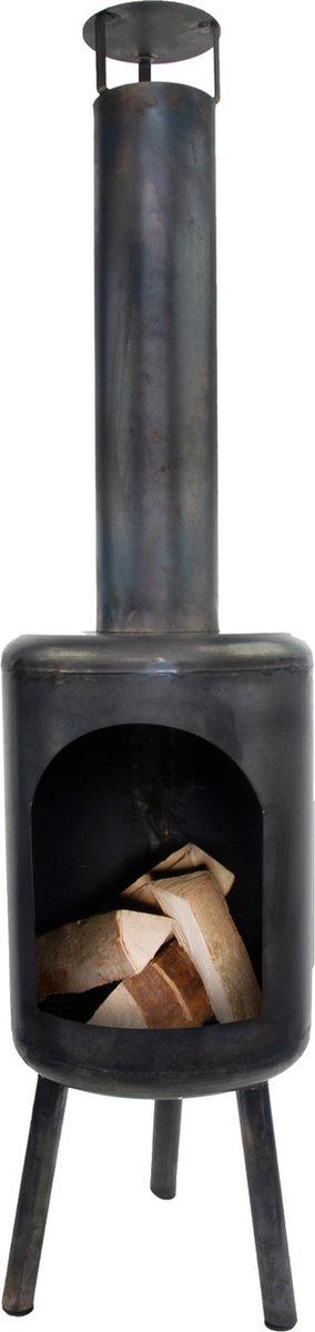 Esschert Design - Terraskachel rond - Vuurhaard - Staal - Zwart