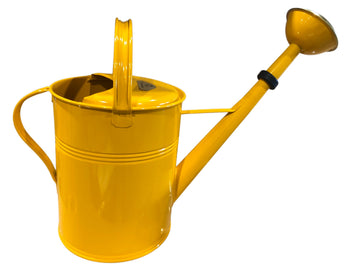Dutchlander metalen gieter 5 liter thermisch verzinkt met messing broes meloengeel Engelse stijl