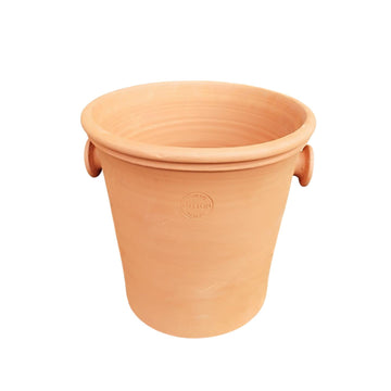 Poterie Lutton terracotta bloempot met oren 14 x 14 cm naturel bruin rond voor binnen en buiten
