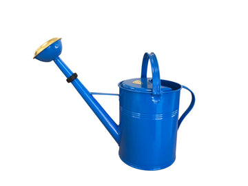 Dutchlander metalen gieter 5 liter thermisch verzinkt met messing broes hemelsblauw Engelse stijl