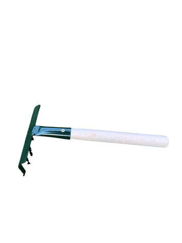 Dutchlander tuinharkje handhark 6 tanden metaal dennengroen met essenhouten handvat 250 mm