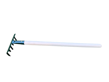 Dutchlander tuinharkje met steel - 6 tanden - metalen kop dennengroen - essenhouten handvat - 55 cm