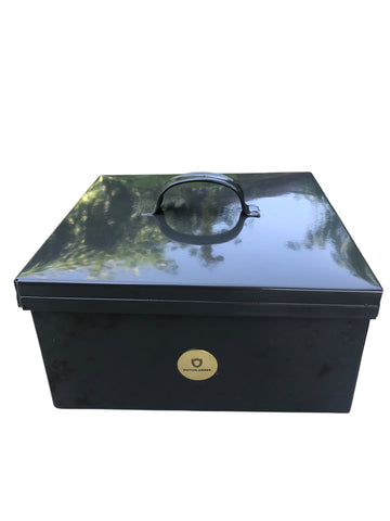 Dutchlander zaden bewaarblik met deksel - metalen opbergblik ombergrijs - 20 x 20 x 10 cm