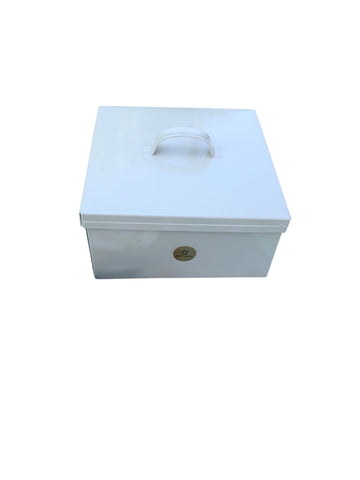 Dutchlander zaden bewaarblik met deksel van metaal - ivoor - 20 x 20 x 10 cm