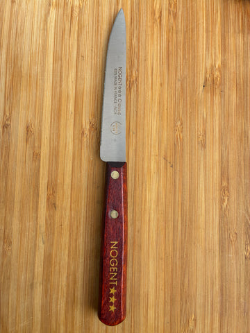 Nogent Iconic tomatenmes 11 cm gekarteld met kersenhouten handvat
