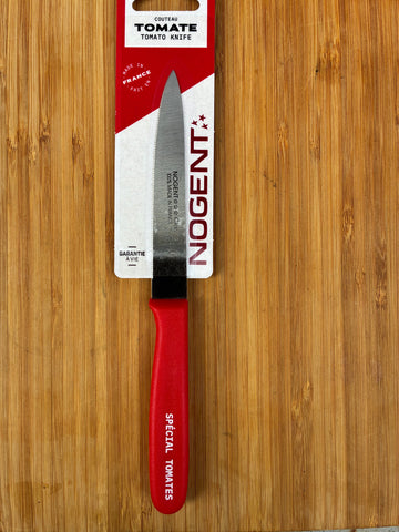 Nogent Daily tomatenmes 11 cm met gekarteld RVS lemmet - rood polypropyleen handvat - vaatwasserbestendig