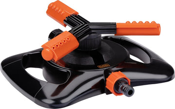 BLACK+DECKER Zwenksproeier 3 Armen - 360º Bewatering - 25 x 24 x 8 CM - Tuinslangaansluiting - Zwart/Oranje