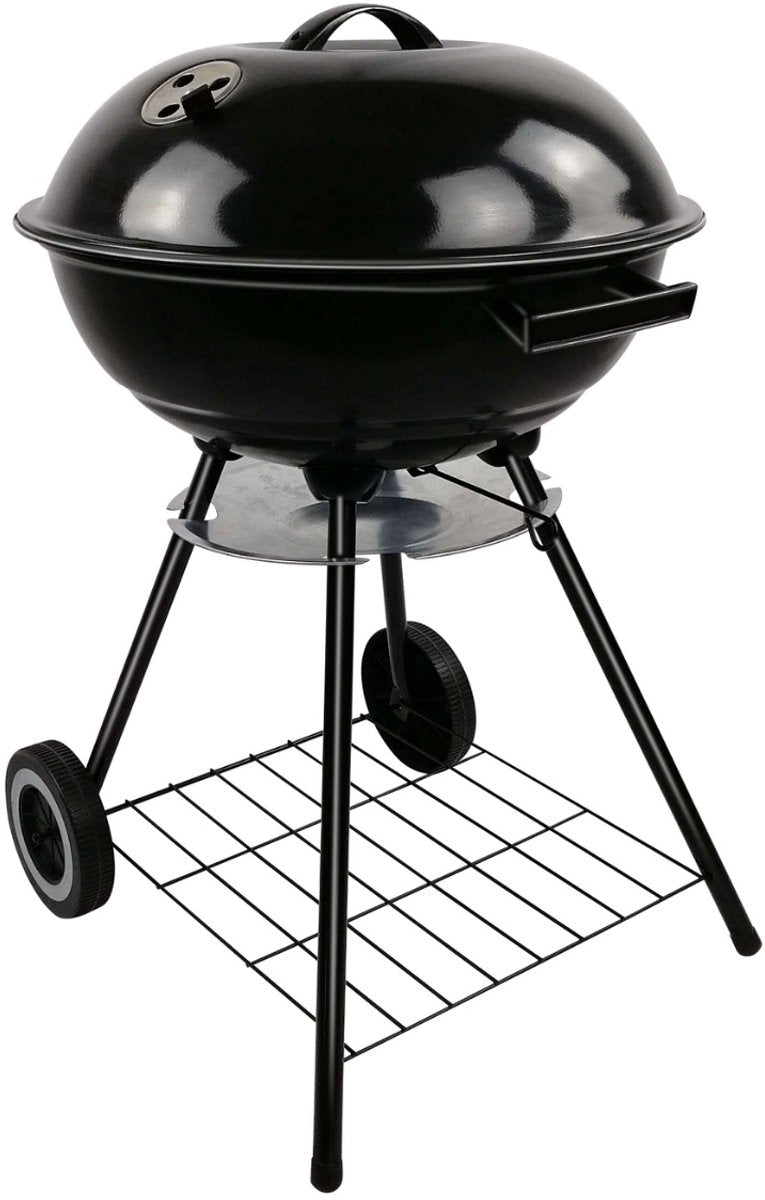 Alpina Kogelbarbecue Ø43 cm - met Deksel en Wielen - Ventilatiesysteem - Asopvangbak - Zwart