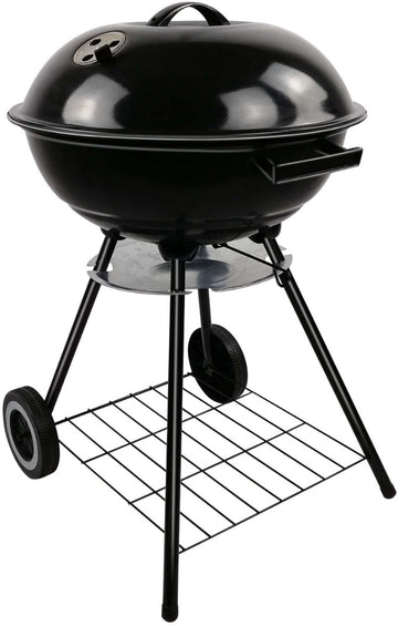 alpina Houtskool BBQ - Kogelbarbecue Ø43 cm - Barbecue met Deksel en Wielen - Geïntegreerd Ventilatiesysteem - Verwijderbare Asopvangbak - Zwart