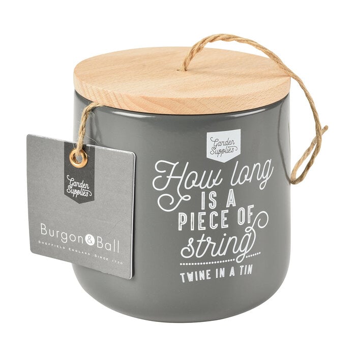 Burgon & Ball Blikje touw met houten deksel charcoal black