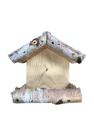 Dutchlander Vogelvoedertafel – Muurbevestiging – Berken met Dakje van stro – 19x19x9 cm