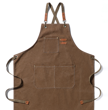 Dutchlander - stoer katoenen schort met handige vakken - Bruin - one size