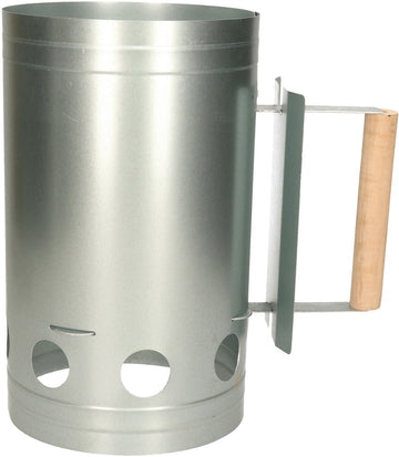 Barbecue briketten starter - metaal - met houten handvat - 27 cm - BBQ starter