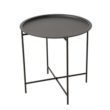 Boltze bijzettafel Rocko zwart metaal 46 cm inclusief dienblad